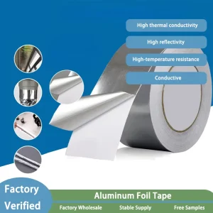 High Temperature Heat Resistant Fireproof Single or Double-Sided Conductive Adhesive Silver Metal Duct HVAC Aluminum Foil Tape