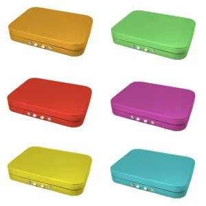 Hinged Child-Resistant Certified Square Flip-Lid Silver Tinplate Can for Candy Cookie and Medicine Storage