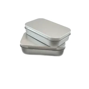 Hinged Rectangular Tin Box 97*62*21mm Tinplate with Recycled Materials Custom Color and Logo