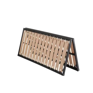 Home Bedroom Metal+wooden Flat Slats Folding Bed Frame