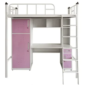 Home Furniture Metal Beds Literas Bunk Bed with Desk Student Low Price Igitanda Kinini Hamwe Numunyeshuri