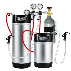 Homebrew Kegging Kit 10L 19L Ball Lock Beer Kegs with Triple Gauge Co2 Regulator with Ball Lock Beer Line Assembly Faucet Soda