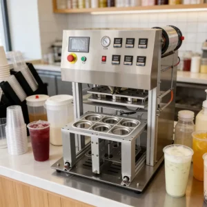 Hot Selling 6 Cups at a Time Beverage Fast Cup Sealing Machine Pudding Jelly Sealing Machine Paper Cup Sealing Machine