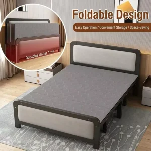 Hot Selling Durable Portable Single Person Foldable Metal Bed Modern Design Space Saving Full Size Installation Free Bedroom