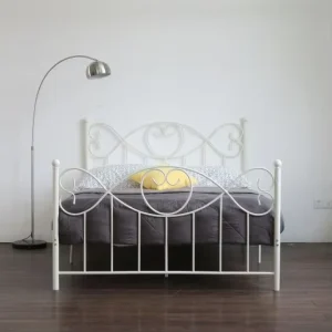 Hot Selling Modern Wrought Iron Bed Design White Black Metal Bed Queen Size Metal Bed Frames