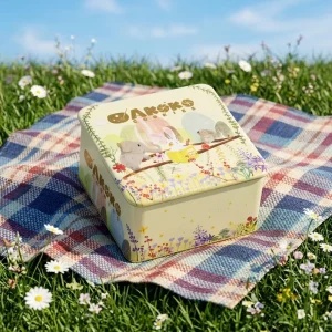 Hot Selling Rectangle Food Grade Tinplate Can Biscuit Cookie Packaging Offset Printed Metal