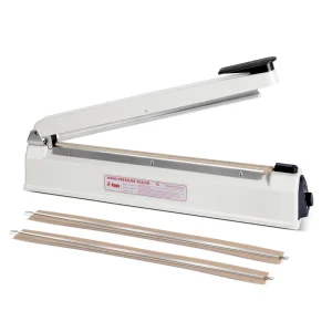 Impulse Heat Sealer with Cutter, 16 Inch, White, with 2 Replacement Parts