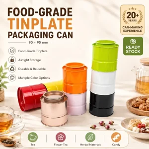 In Stock Food Grade Stackable Tea Cans Multi Color Metal Tea Tins Made of Tinplate Candy Chocolate & Cookie Packaging Tins