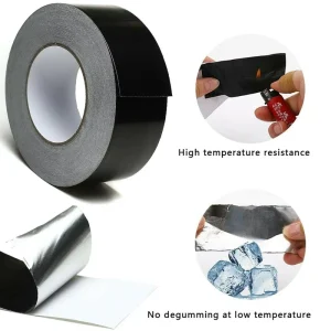 In Stock Low Moq Waterproof HVAC Alu Solvent Glue Easy Clean Flame Retardant Self Adhesive Decorative Black Aluminum Foil Tape