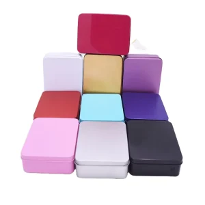 In Stock Printed Metal Case Slide Gift Packaging Tin Box Rectangular Metal Container Hinged Tin Box With Lid Custom