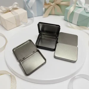 In-Stock Recyclable Rectangular Tin Box with Mirror Flip-Top Cosmetic Case Eco-Friendly Metal Custom Logo Matt Finish