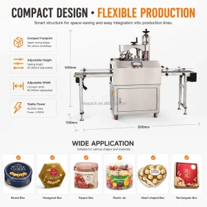 Industrial Automatic Tape Sealing Machine for Food Cans, Cookies, Tins, and Plastic Containers
