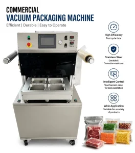 Industrial MAP Air Suction Gas Flushing Meat and Food Tray Chamber Vacuum Sealer