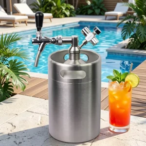 Inox Cocktail Dispenser Barrel with Tap 2/4/5/10 Liter Custom Logo Beer Cola Bucket for Outdoor Use