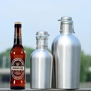Insulated 304 Stainless Steel Beer Growler with Swing-Top Leak-Proof Portable Beer Keg Bottle