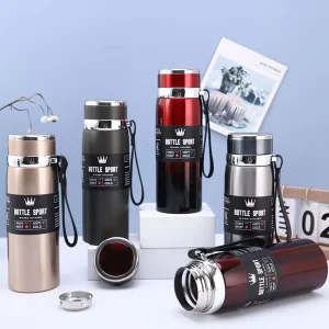 Insulated Vacuum Flask, Food-Grade 316 Stainless Steel, Leak-Proof, with Lanyard
