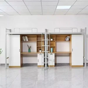 Iron Bunk Bed Safe Anti Slip Surface Reinforced Joints for Stability Non Toxic Paint Guardrails Prevent Falling Bed Dormitories