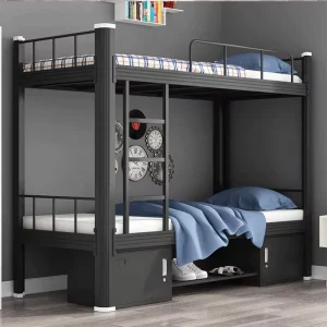 Iron Sturdy Durable Bunk Bed Double Layer for Student Employee Dormitory Modern and Simple Design Disassembly Feature