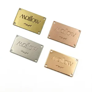 JT Custom Personalized Metal Brand logo Zinc Alloy Plating Labels Plates Sew Labels for Garments Bags Decoration