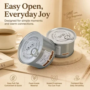 JYB Custom Round Easy Pull Tab Cannd Food Tin Can Compact Airtight Food Grade Tinplate Jar for Dried Meat Fish Preserved Snack