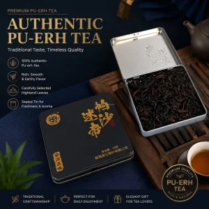 JYB Custom Small Flat Square Tea Tin Can Durable Tinplate Container Empty Pu Erh Tea Gift Tin Box with Hinged Lid