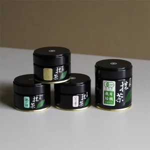 Japan Food Safe Matcha Tin Can with Double Seal Easy Pull or Easy Tear Sealed Screw Lid Powder Metal Container