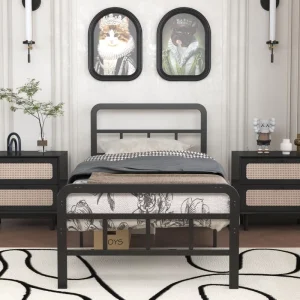 Kids Safety Metal Bunk Bed Frame Low Height Iron Bunk Bed
