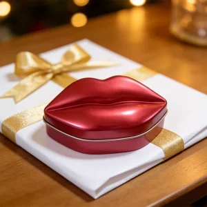 Kiss Shape Colorful Tinplate Frosted 0.22mm Thick Cookie Box Chocolate Candy Valentine’s Day Gift Food Chewing Gum Sugar