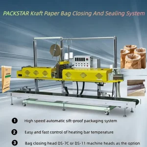 Kraft Paper Bag Closing and Sealing System with Inner PE Firm and DS 7C Bag Closing Machine Head KS 243D