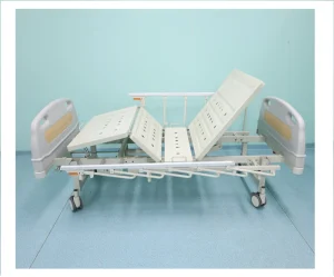 LK LK B2 Stainless Steel 2 Crank Manual Nursing Hospital Bed Metal Frame Adjustable CE ISO Certified White