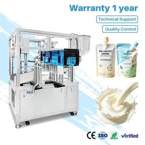Lactic Acid Drink Spout Pouch Packaging Machine with Automatic Filling and Sealing Equipment for Beverage Manufacturer