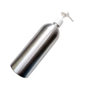 Large 1000ml Aluminum Cosmetic Bottle with Pump Sprayer Customized Round Shape Refillable Container for Essential Oil Skin Care