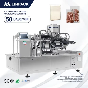 Large Rotary Vacuum Flat Pouch Premade Bag Filling and Packing Machine for 500g, 1kg, and 2kg Rice