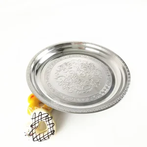 Large Round Tin Dinner Plates Catering Serving Food Tray Wedding Plates Tray