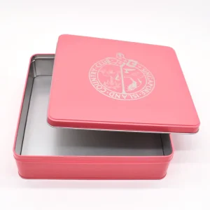 Large Square Shape Metal Tin Cookie Box Customized Embossed Metal Sweet Box