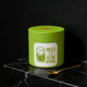 Leak-Proof Round Food-Grade Tinplate Matcha Powder Tin with Sealed Foil Sticker 75x75mm 50-80g
