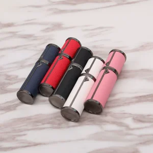 Leather 5ml Zinc Alloy Perfume Bottles Portable Refillable Atomizer Factory Custom Screw Cap for Personal Care