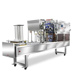 Linear Automatic Cup and Paper Tube Filling and Sealing Machine for Juice, Ice Cream, and Paste with Aluminum Foil Packaging