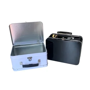 Lunch Metal Tin Box Black White and Silver Color Custom Logo Printing for Gift Craft Packaging