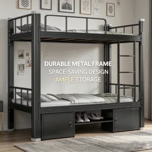 Luxury Custom Bunk Bed Furniture Gold Metal Bed Elegant Metal Finish for Hotel Apartment and High end Staff Quarters