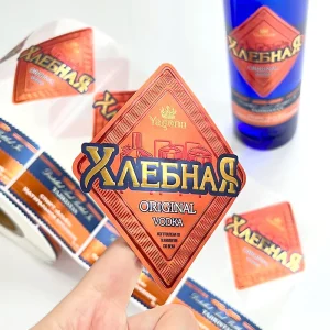 Luxury Die Cut Aluminum Foil Embossing Champagne Sticker Logo Metal Embossed Label Designed for Vodka Wine Bottle