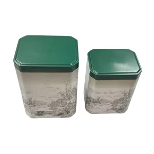 Luxury Irregular Loose Tea Metal Hexagonal Can Tin Can Full Color Printing Tinplate Box with Lift Off Lid