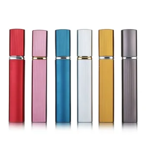 Luxury Matte Color 10ml Square Cosmetic Package Metal Fine Mist Spray Pump Aluminum Perfume Bottles