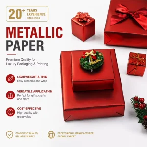 Luxury Metallic Gift Wrap Paper Roll Shiny Foil Wrapping Paper Sheet for Christmas Metallic Wrap Paper