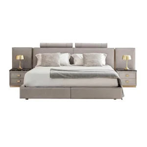 Luxury Modern Bedding Set Leather Metal Bedroom Set Comfortable Elegant Double King Size Bed