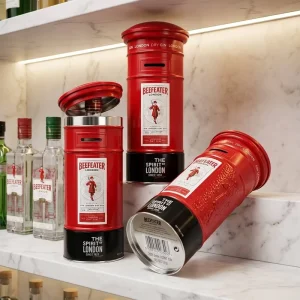 Luxury Post Box Gin Tin Can Custom Design Wine Spirits Packaging Metal Box Food Grade Tinplate Box Source Factory