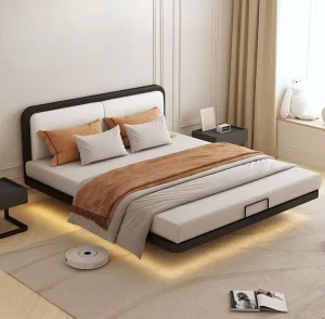 Luxury Single Double Queen King Sturdy Beds LED Light Metal Frame Folding Bed Portable Office Hospital School