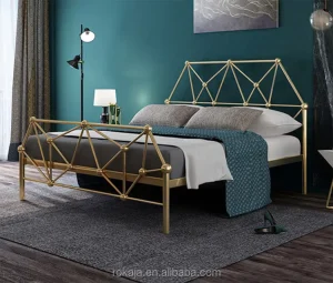 Luxury Stainless Steel Bed Creativity Metal King Bed Frame Modern Teen Bedroom Furniture Sets