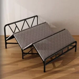 Made in China Black 1m Foldable Metal Four fold Single Bed Without Installation Foldable Metal Bed