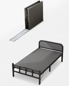 Made in China Black Folding Metal 2 fold Single Bed Without Installation Foldable Metal Bed